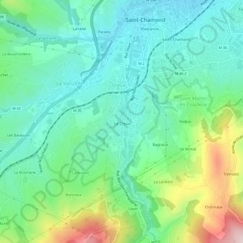 Le Creux topographic map, elevation, terrain