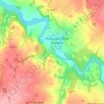 Les Courtils topographic map, elevation, terrain