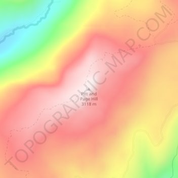 Pitt and Page Hill topographic map, elevation, terrain