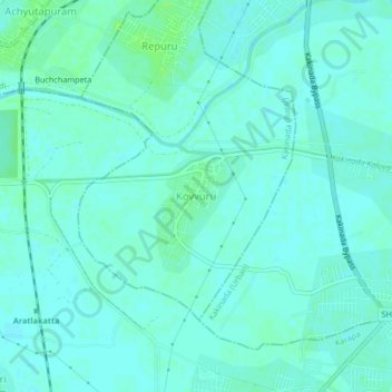 Kovvuru topographic map, elevation, terrain