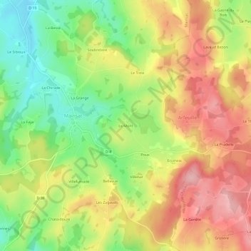 Le Mont topographic map, elevation, terrain