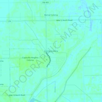 Cerrito Colonia topographic map, elevation, terrain