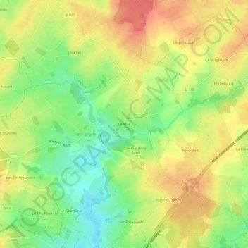 Le Mas topographic map, elevation, terrain