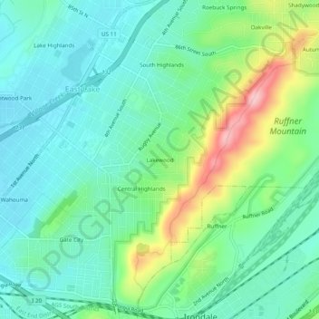 Lakewood topographic map, elevation, terrain