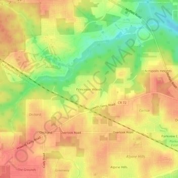 Princeton Woods topographic map, elevation, terrain