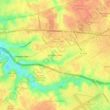 Cherokee Garden topographic map, elevation, terrain