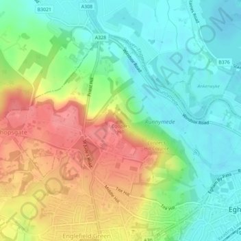 Coopers Hill topographic map, elevation, terrain