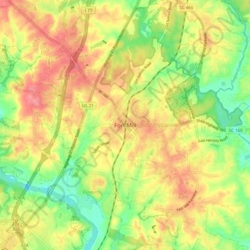 Fort Mill topographic map, elevation, terrain