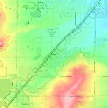Niwot topographic map, elevation, terrain