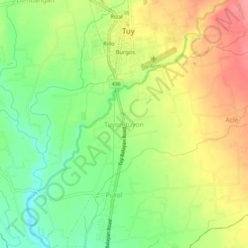 Tuyon-tuyon topographic map, elevation, terrain