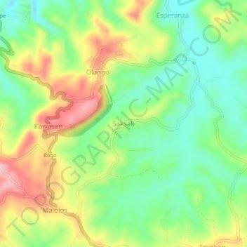 Saksak topographic map, elevation, terrain