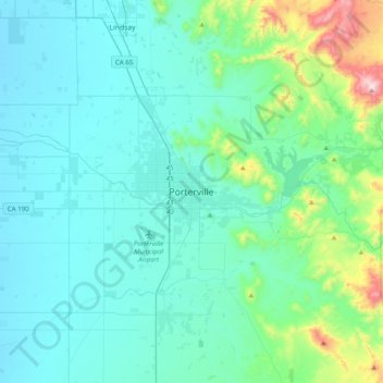 Porterville topographic map, elevation, terrain