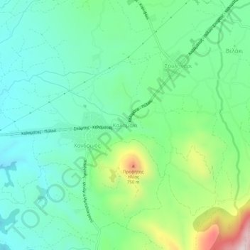 Καλαμάκι topographic map, elevation, terrain