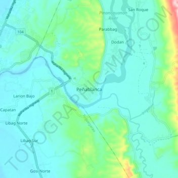Peñablanca topographic map, elevation, terrain