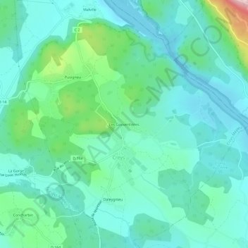 Les Gouverdières topographic map, elevation, terrain