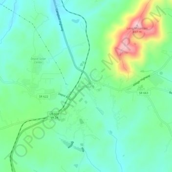 Rustburg topographic map, elevation, terrain