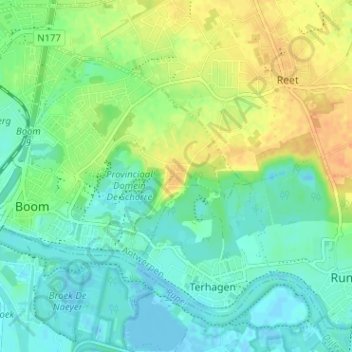 Bosstraat topographic map, elevation, terrain