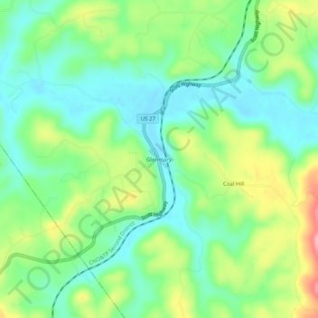 Glenmary topographic map, elevation, terrain