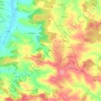 Putting topographic map, elevation, terrain