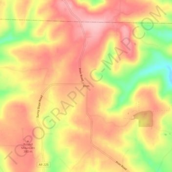 Prim topographic map, elevation, terrain