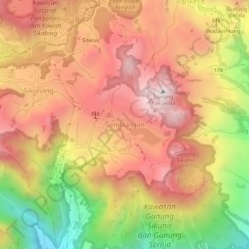 Sembungan topographic map, elevation, terrain