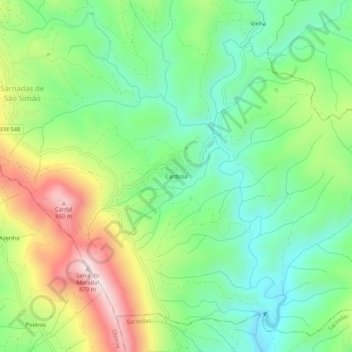 Cardosa topographic map, elevation, terrain