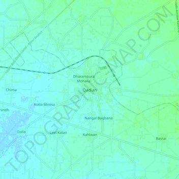Qadian topographic map, elevation, terrain