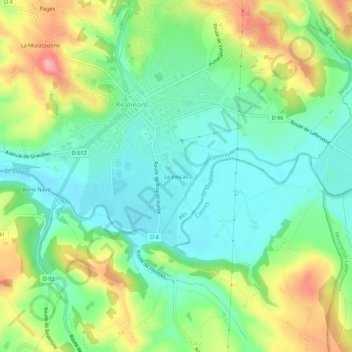 Le Joncas topographic map, elevation, terrain