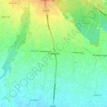Tilottama topographic map, elevation, terrain
