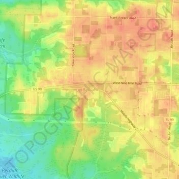 Beulah topographic map, elevation, terrain