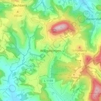 Wißgoldingen topographic map, elevation, terrain