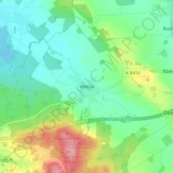 Wiesa topographic map, elevation, terrain