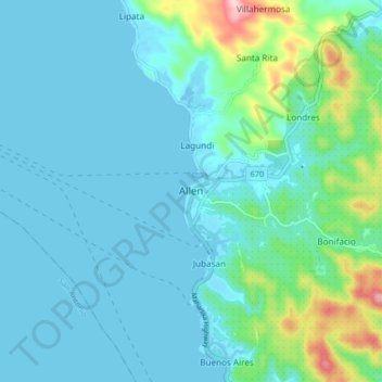 Allen topographic map, elevation, terrain
