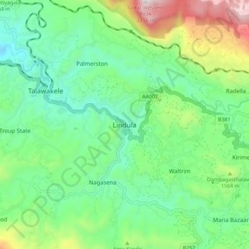 Lindula topographic map, elevation, terrain