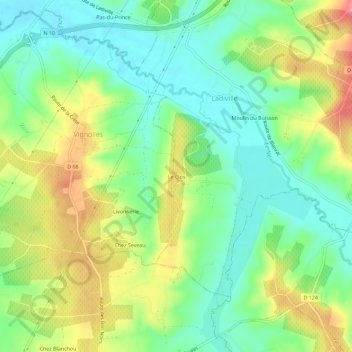 Le Clos topographic map, elevation, terrain
