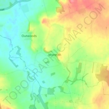 Moreton topographic map, elevation, terrain