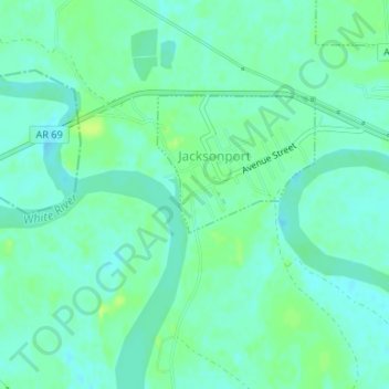 Jacksonport State Park topographic map, elevation, terrain