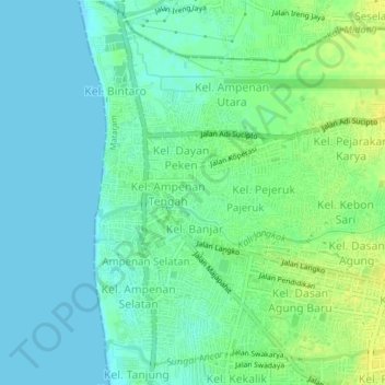 Ampenan Tengah topographic map, elevation, terrain