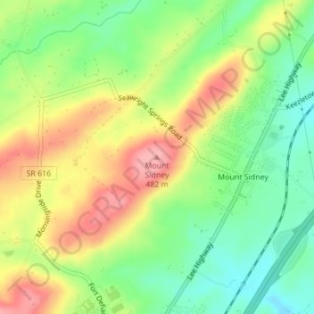 Mount Sidney topographic map, elevation, terrain