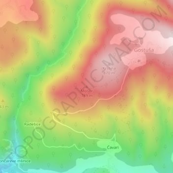 Mosor topographic map, elevation, terrain