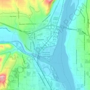 Olds topographic map, elevation, terrain
