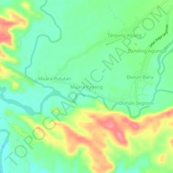 Muara Payang topographic map, elevation, terrain