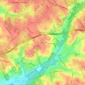 Temple Hills topographic map, elevation, terrain