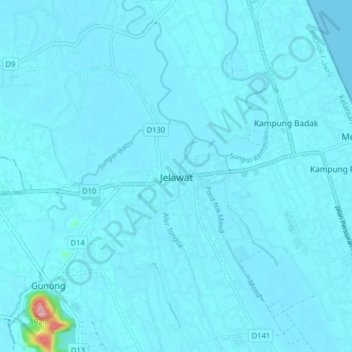 Jelawat topographic map, elevation, terrain