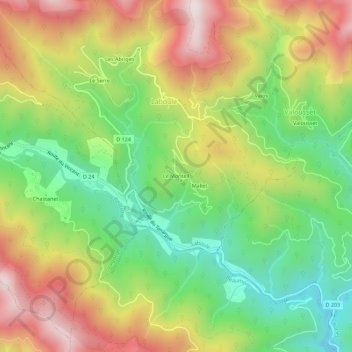 Le Monteil topographic map, elevation, terrain