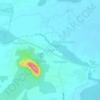 Chetpet topographic map, elevation, terrain