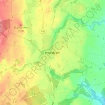 Hesselager topographic map, elevation, terrain