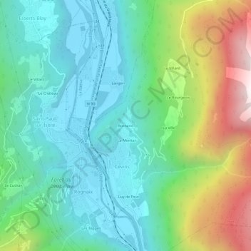 Bornand topographic map, elevation, terrain