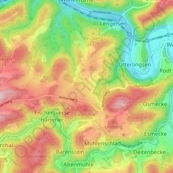 Rentrop topographic map, elevation, terrain