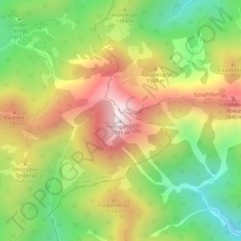 Heimgarten topographic map, elevation, terrain